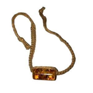 Boho bracelet Brown and tan amber bead necklace with a rope chain